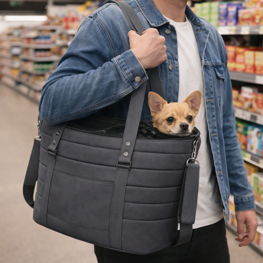 Quilted dog carrier bag