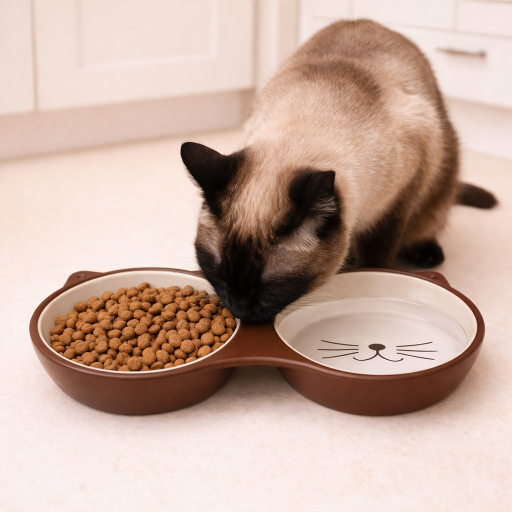 Double Ceramic Cat Bowl