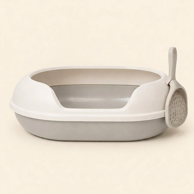 XXL High-Sided Open Cat Litter Box with Scoop — Hop-In Design