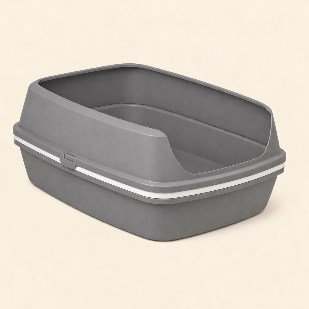 Open Cat Litter Tray with Removable Rim