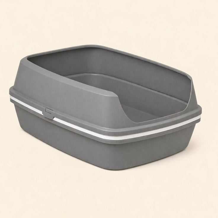 Open Cat Litter Tray with Removable Rim