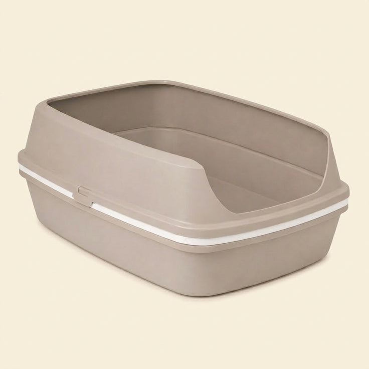 Open Cat Litter Tray with Removable Rim
