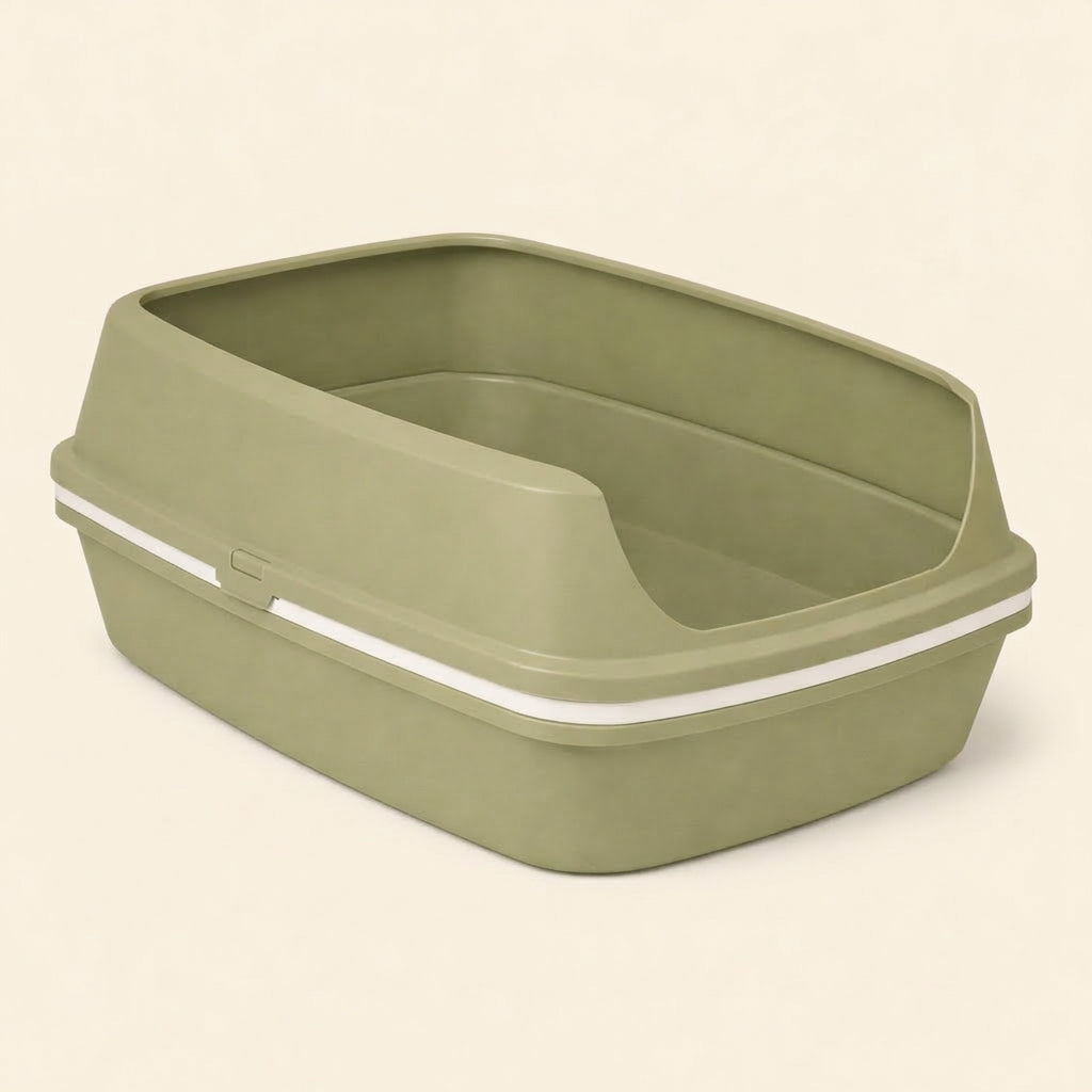 Open Cat Litter Tray with Removable Rim