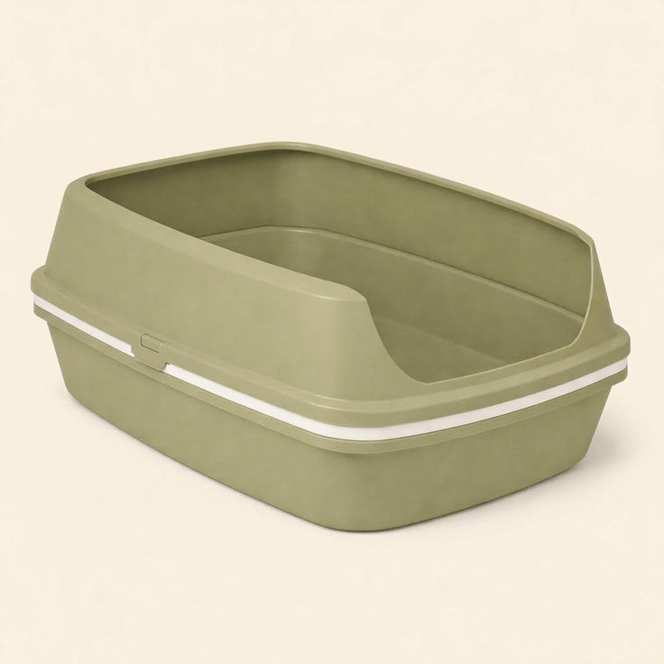 Open Cat Litter Tray with Removable Rim