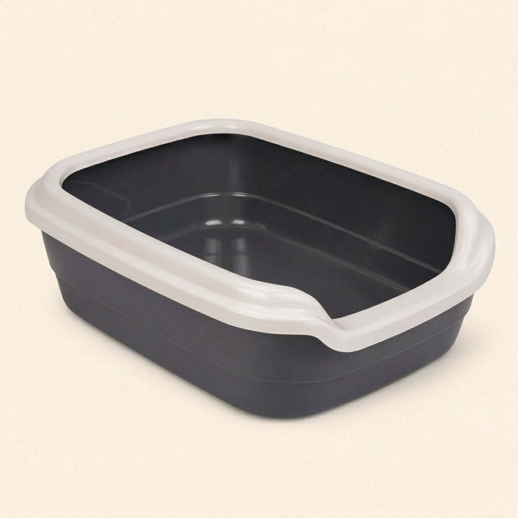 Open Cat Litter Tray with Rim