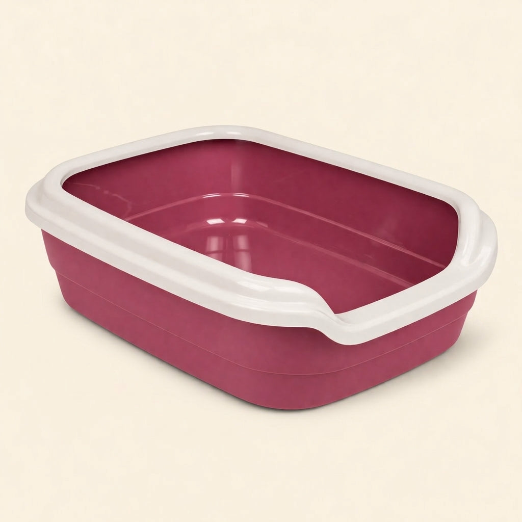 Open Cat Litter Tray with Rim
