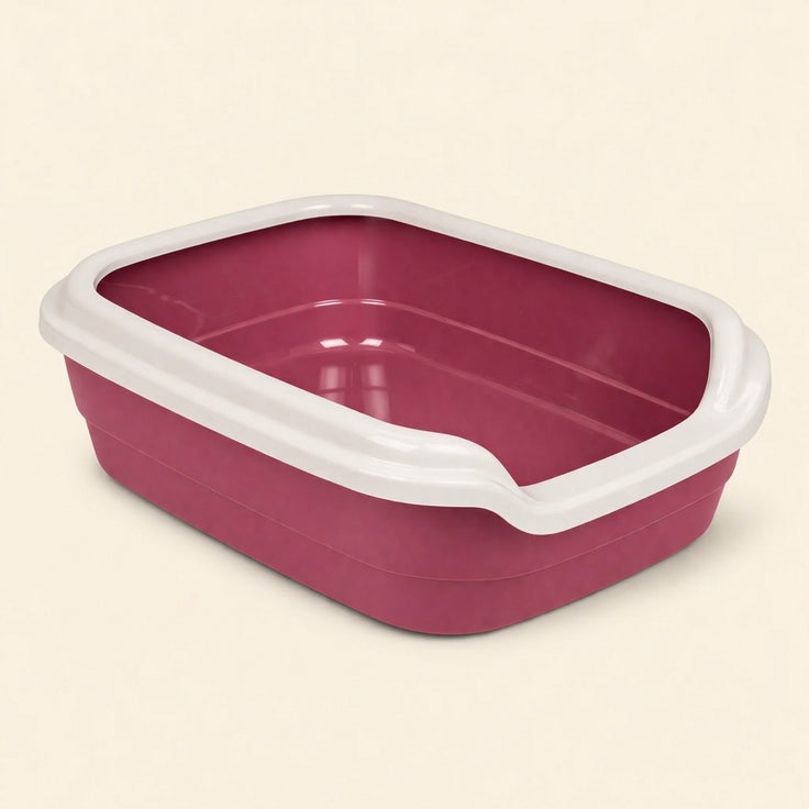 Open Cat Litter Tray with Rim