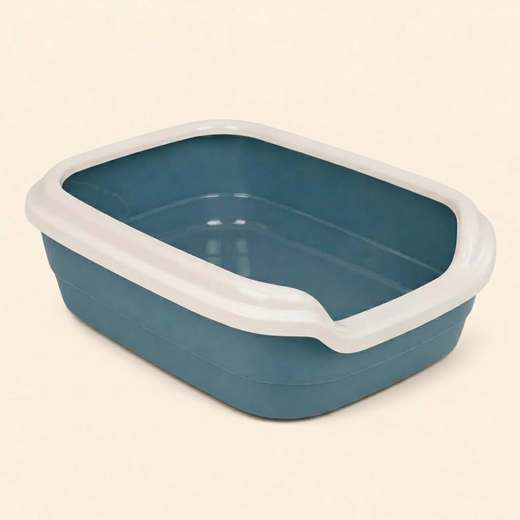 Open Cat Litter Tray with Rim