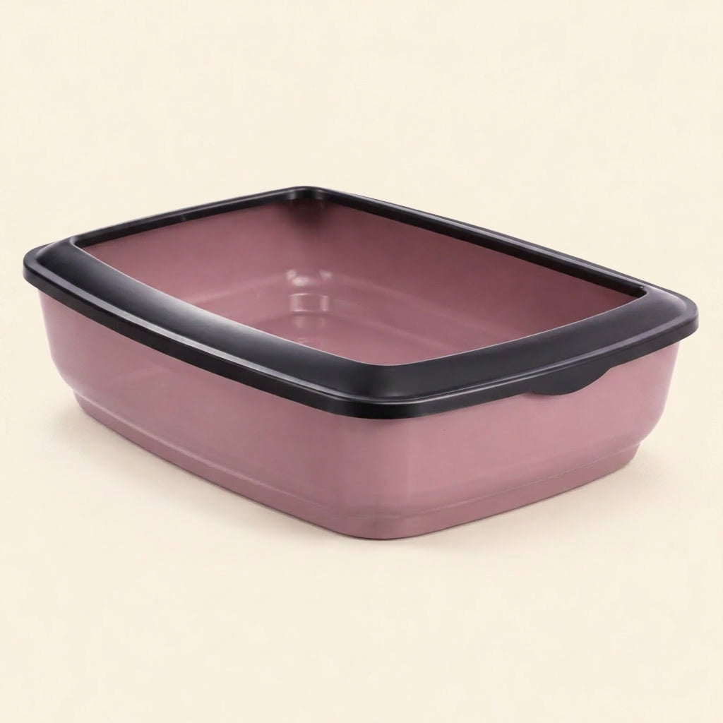 Open Low-Entry Cat Litter Tray with Removable Rim