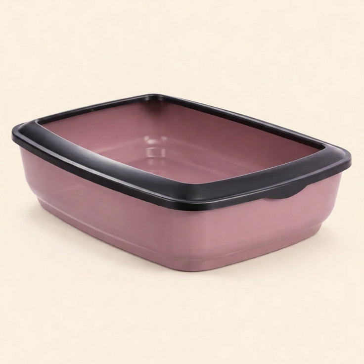 Open Low-Entry Cat Litter Tray with Removable Rim