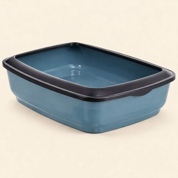 Open Low-Entry Cat Litter Tray with Removable Rim
