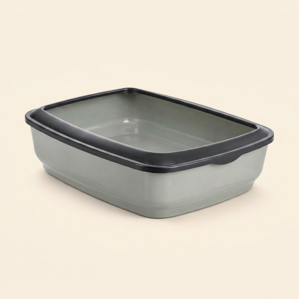 Open Low-Entry Cat Litter Tray with Removable Rim