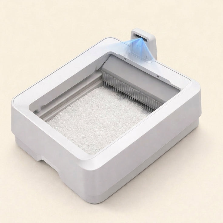 Smart Self-Cleaning Cat Litter Box with AI Camera — Crystal Litter System