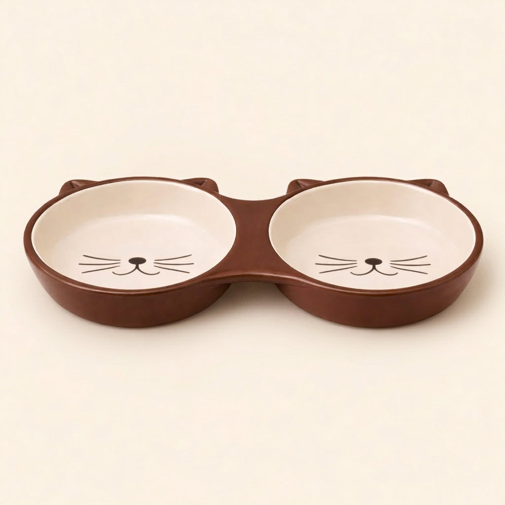 Double Ceramic Cat Bowl