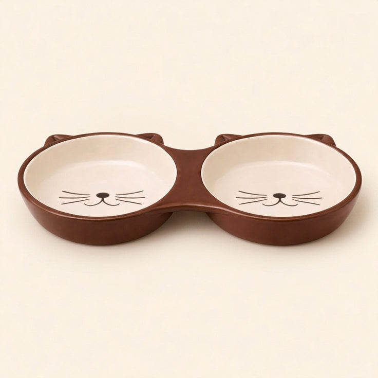 Double Ceramic Cat Bowl