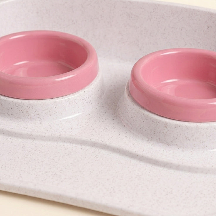 Double Cat Bowls with Tray