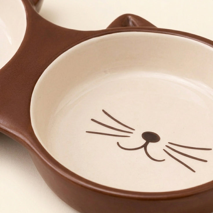 Double Ceramic Cat Bowl