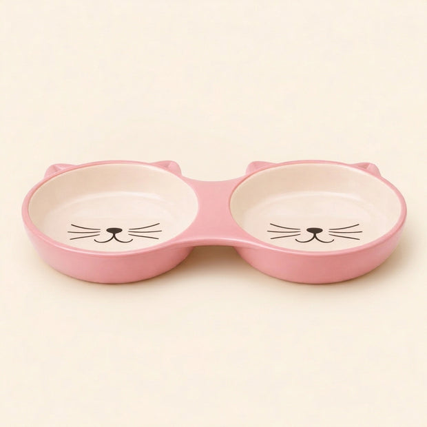 Double Ceramic Cat Bowl