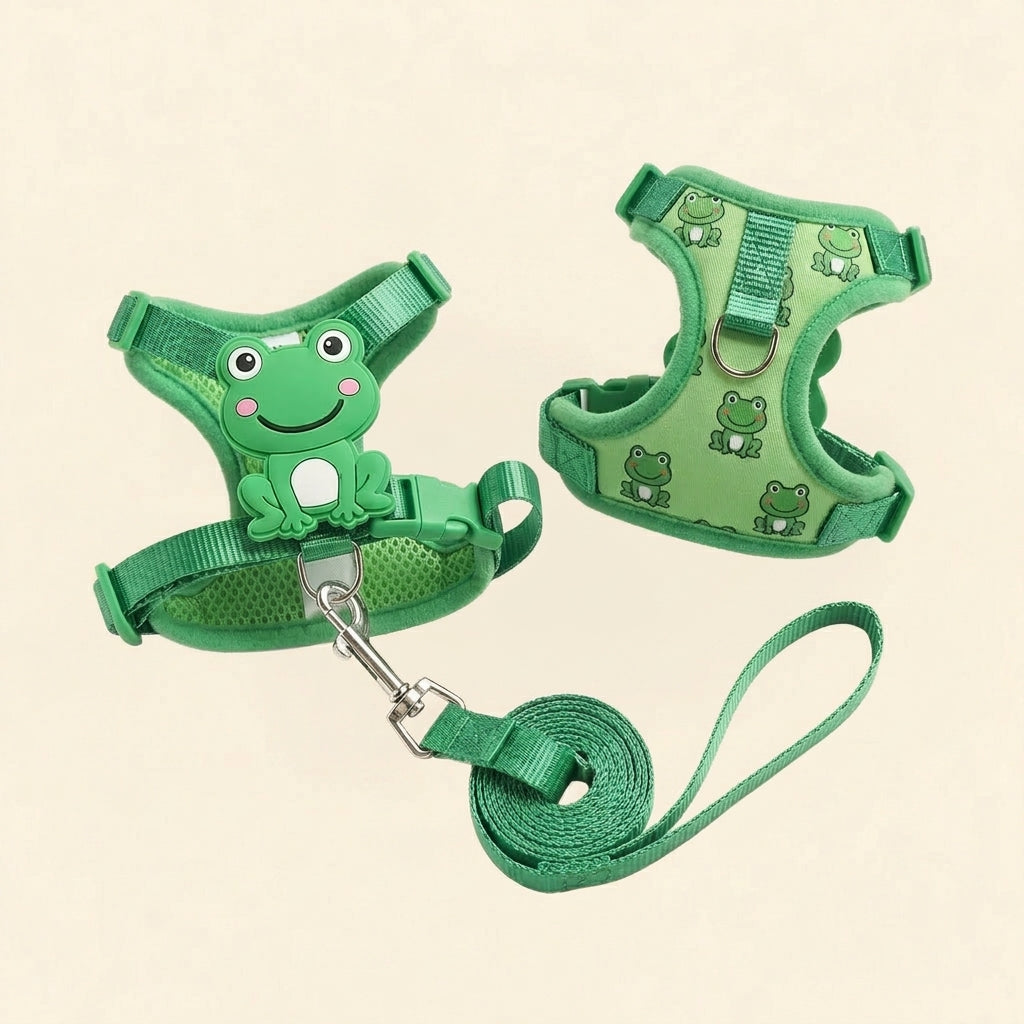 Frog cat harness and leash set