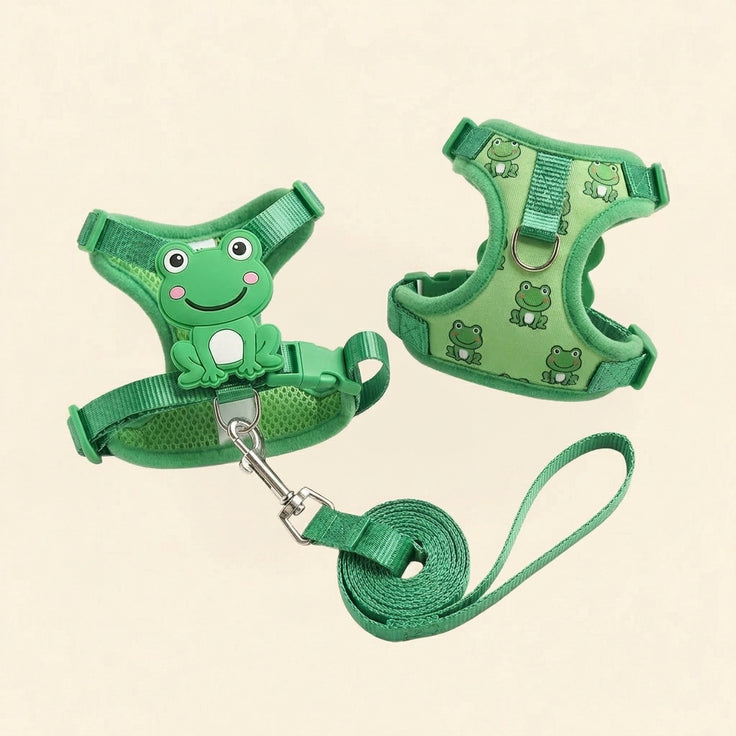 Frog cat harness and leash set