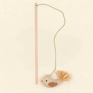 Bird wand toy for cats with catnip