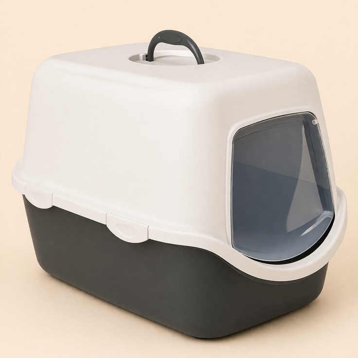 Enclosed Cat Litter Box with Hood, Swinging Door & Carry Handle