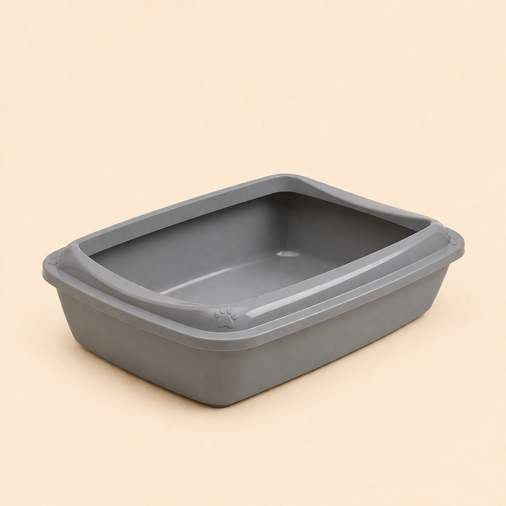 Open Cat Litter Tray with High Sides