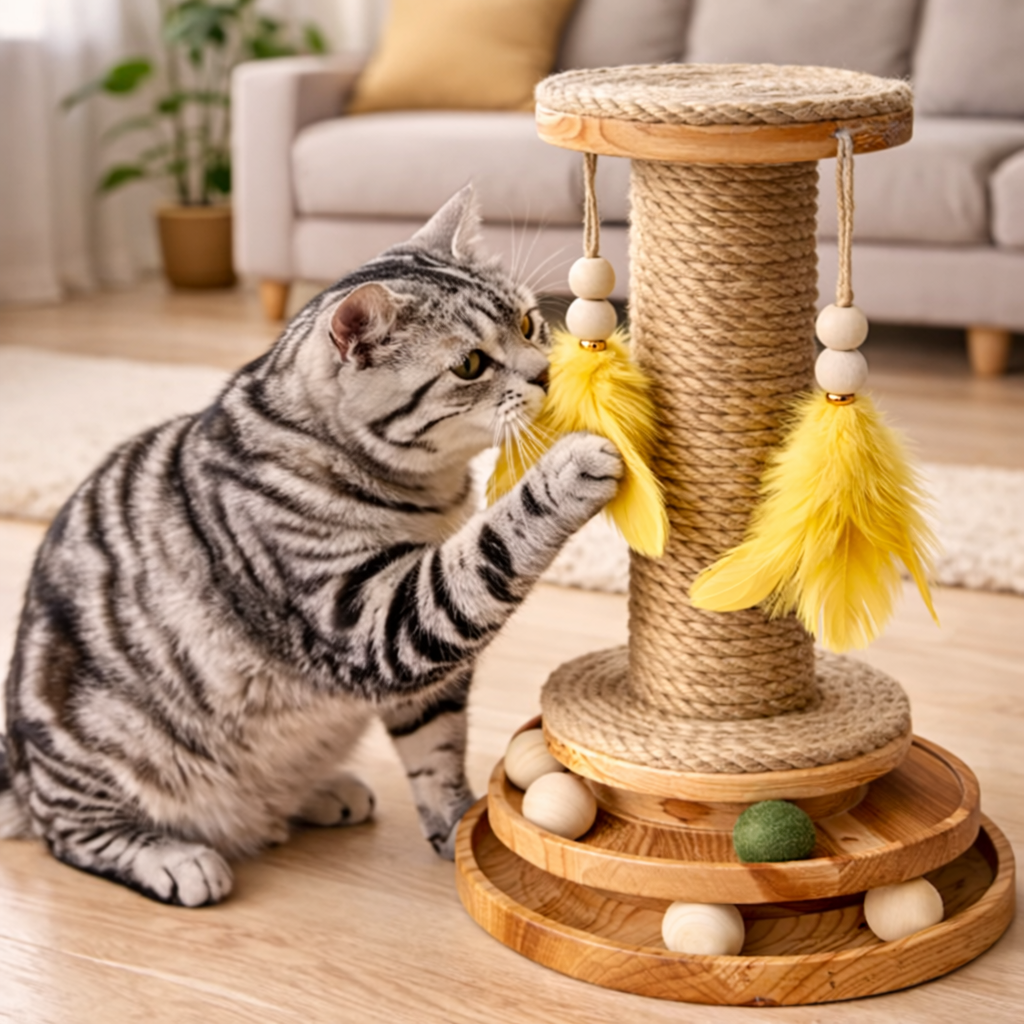Interactive cat scratching toy