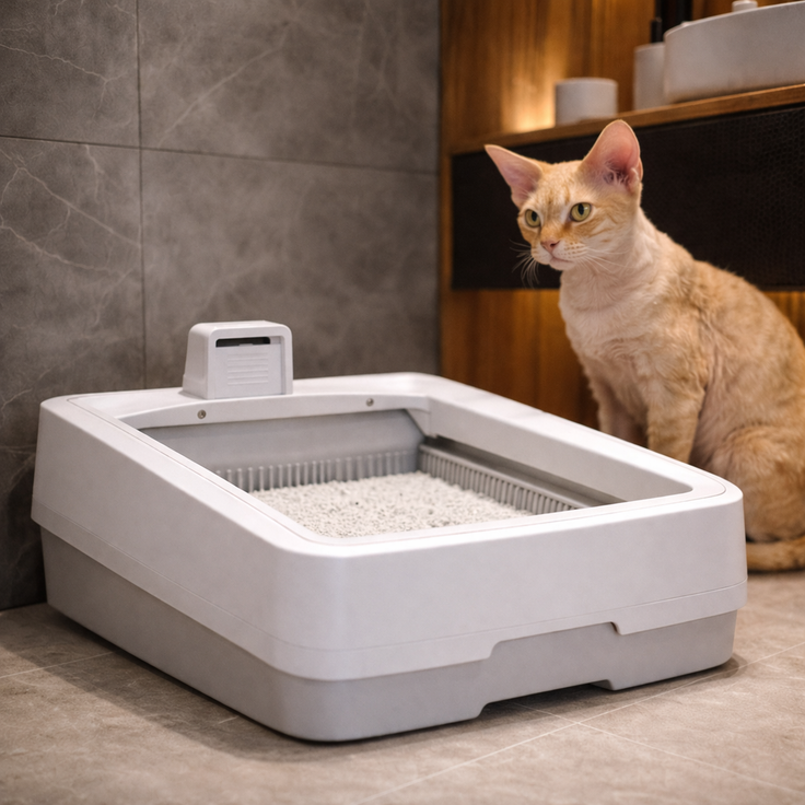 Smart Self-Cleaning Cat Litter Box with AI Camera — Crystal Litter System