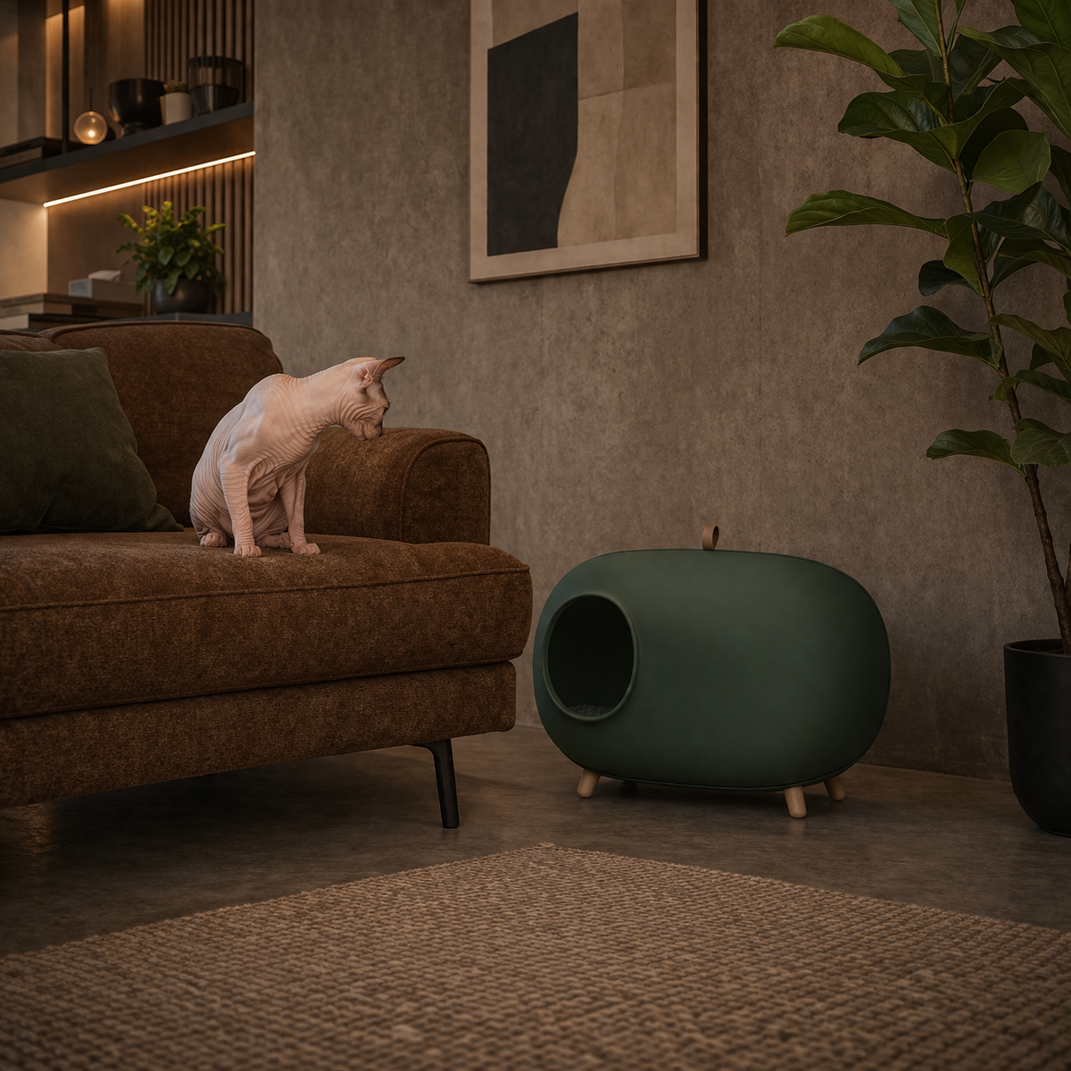 Enclosed Cat Litter House with Charcoal Filter