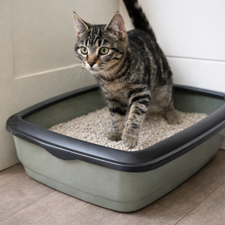 Open Low-Entry Cat Litter Tray with Removable Rim