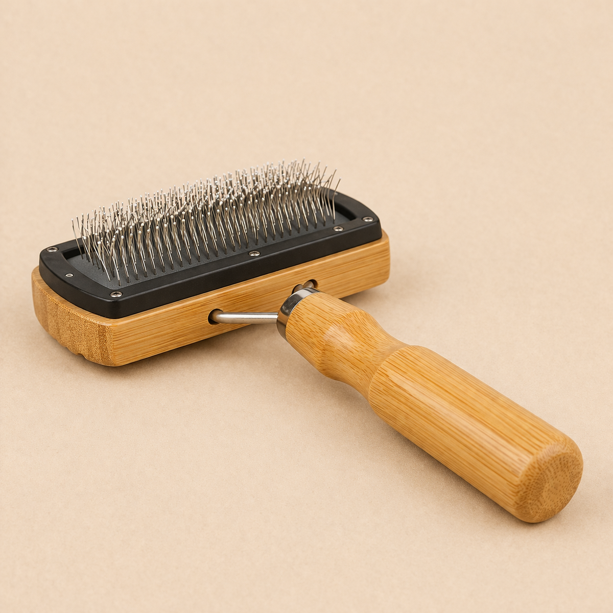 Pet Slicker Brush with Wooden Handle & Protective Ball Tips — All Breeds