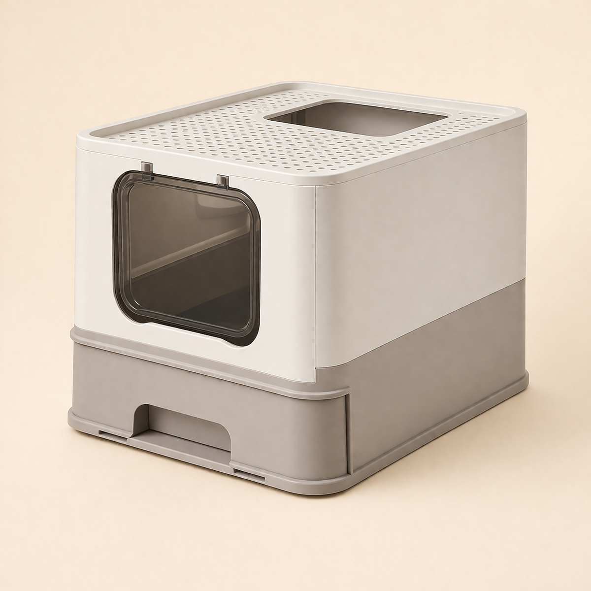 Enclosed Cat Litter Box with Pull-Out Tray, Scoop & Brush